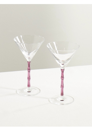 La DoubleJ - Bamboo Set Of Two Crystal Martini Glasses - Pink - One size