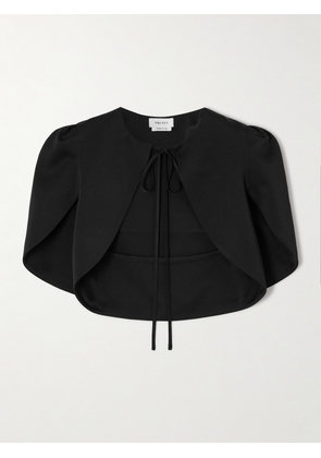 MCQUEEN - Cropped Cape-effect Satin-crepe Jacket - Black - IT38,IT40,IT42