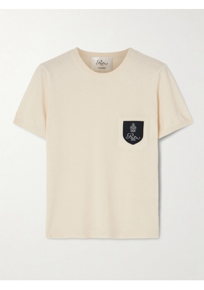 FRAME - + Ritz Paris Appliquéd Cashmere T-shirt - Cream - x small,small,medium,large