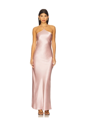 Line & Dot Alisa Satin Maxi Dress in Pink. Size L. Also in S, XS, M.