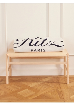 FRAME - + Ritz Paris Whipstitched Wool And Cashmere-blend Jacquard Blanket - Cream - One size