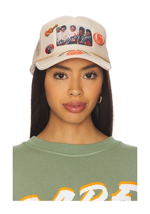 Madeworn Rolling Stones Trucker Hat in Cream.