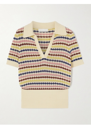 Zimmermann - Awaken Striped Cotton-blend Polo Shirt - Cream - 00,1,2,3,4
