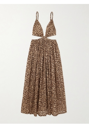 Zimmermann - Wanderlust Cutout Leopard-print Cotton-voile Maxi Dress - Animal print - 00,1,2,3,4