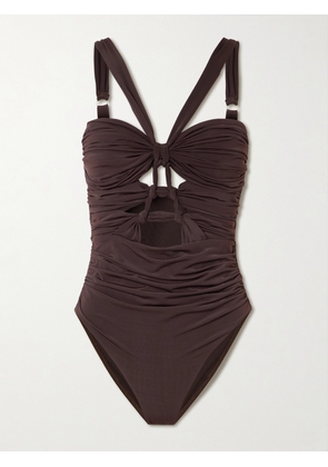 Zimmermann - Daylight Cutout Ruched Swimsuit - Brown - 01,2,3,4