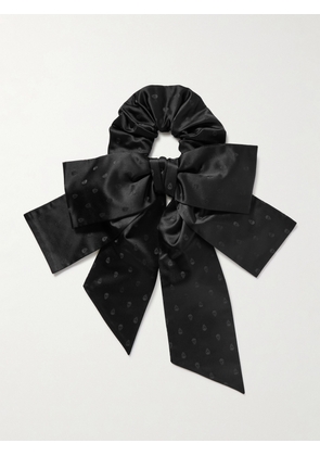 MCQUEEN - Bow-detailed Silk-jacquard Scrunchie - Black - One size