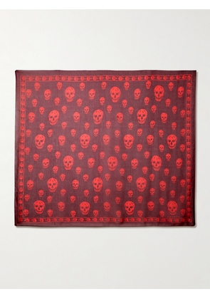 MCQUEEN - Printed Silk-chiffon Scarf - Red - One size