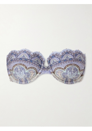Zimmermann - Wanderlust Strapless Embellished Paisley-print Bikini Top - Blue - 2A/B,0A/B,3A/B,0C/D,3C/D,1A/B,4C/D,2C/D,4A/B,1C/D