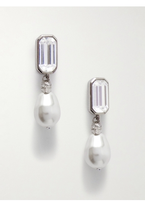 MCQUEEN - Skull Gold-tone, Crystal And Faux Pearl Earrings - One size