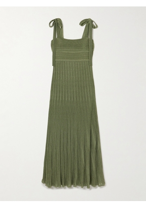 Zimmermann - Wanderlust Metallic Ribbed-knit Maxi Dress - Green - 00,1,2,3,4