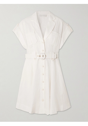 Zimmermann - Awaken Belted Linen Mini Shirt Dress - Ivory - 00,1,2,3,4