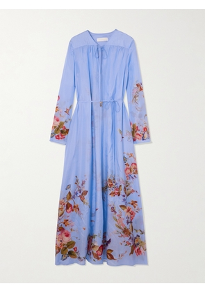 Zimmermann - Patience Gathered Floral-print Silk Maxi Dress - Blue - 00,1,2,3,4