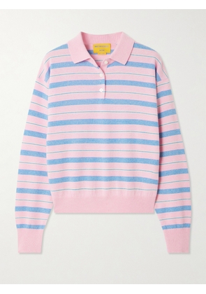 Guest In Residence - Collegiate Striped Cashmere Polo Sweater - Pink - x small,small,medium,large,x large