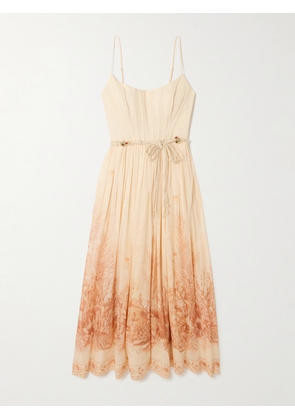 Zimmermann - Wanderlust Gathered Printed Cotton-voile Midi Dress - Orange - 00,1,2,3,4
