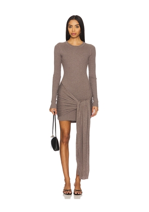 Lovers and Friends Jeany Tie Front Mini Dress in Taupe. Size L. Also in XS, XXS, S, M, XL.