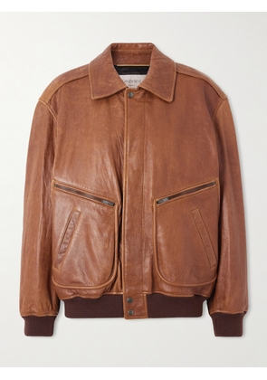 SAINT LAURENT - Leather Bomber Jacket - Brown - IT34,IT36,IT38