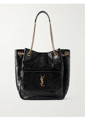 SAINT LAURENT - Niki Crinkled Glossed-leather Shoulder Bag - Black - One size