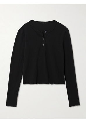 James Perse - Slub Cotton-jersey Henley Top - Black - 01,2,3,4