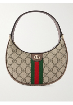 Gucci - Ophidia Small Leather-trimmed Printed Coated-canvas Shoulder Bag - Neutrals - One size
