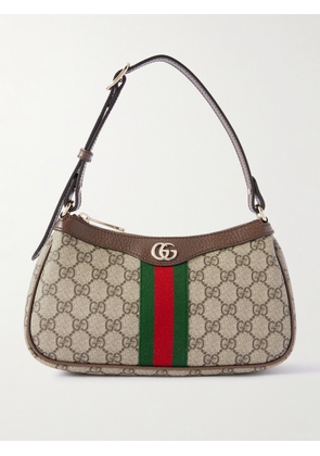 Gucci - Ophidia Small Leather-trimmed Printed Coated-canvas Shoulder Bag - Neutrals - One size