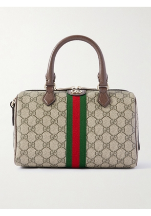 Gucci - Ophidia Textured Leather And Webbing-trimmed Printed Coated-canvas Tote - Neutrals - One size
