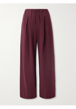 Theory - Pleated Crepe Wide-leg Pants - Burgundy - US0,US2,US4,US6,US8,US10,US12,US14