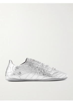 Balenciaga - City Studded Metallic Crinkled-leather Sneakers - Silver - IT36,IT37,IT38,IT39,IT40,IT41