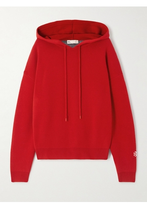 Tory Burch - Appliquéd Wool-blend Hoodie - Red - x small,small,medium,large,x large