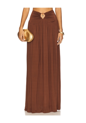 Lovers and Friends x Yhasmina Ferrara Lotte Maxi Skirt in Chocolate. Size L. Also in XXS, XS, M, XL.