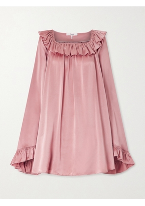 Chloé - Ruffled Silk-satin Mini Dress - Pink - FR 34,FR 36,FR 38,FR 40,FR 42