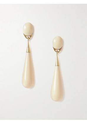 Dinosaur Designs - Dew Drop Large Gold-tone Resin Earrings - Cream - One size