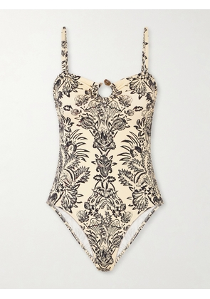 Ulla Johnson - Hydra Embellished Printed Swimsuit - Ivory - x small,small,medium,large,x large