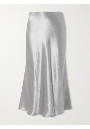 Tory Burch - Flared Crinkled Satin Midi Skirt - Silver - US0,US2,US4,US6,US8,US10,US12