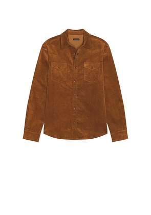Monfrere Eastwood Needle Cord Shirt in Brown. Size L. Also in S, M, XL/1X.
