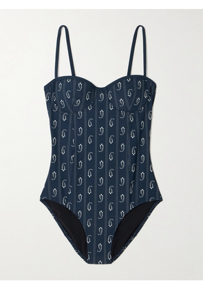 Tory Burch - Underwired Printed Swimsuit - Blue - x small,small,medium,large,x large