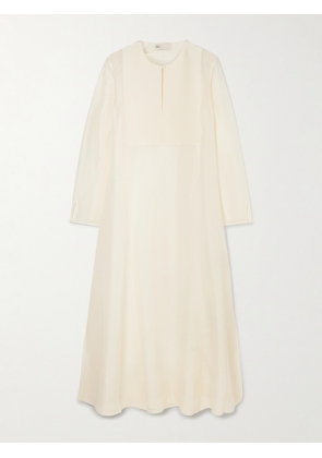 Tory Burch - Pleated Linen And Silk-blend Kaftan - Ivory - x small,small,medium,large,x large