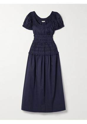 DÔEN - Leanne Shirred Gingham Organic Cotton-voile Midi Dress - Blue - xx small,x small,small,medium,large,x large,xx large