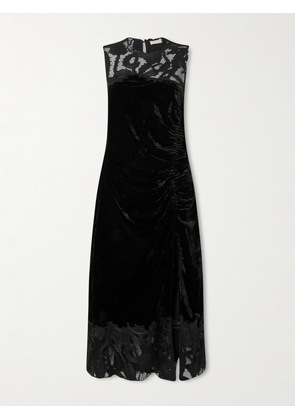 Ulla Johnson - Rosaria Ruched Corded Lace-trimmed Velvet Maxi Dress - Black - US0,US2,US4,US6,US8,US10,US12