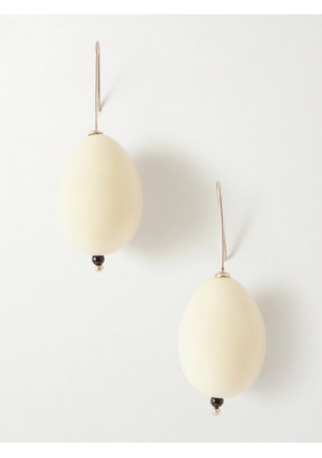 Gohar World - Host Egg Porcelain, Crystal-quartz And Sterling Silver Earrings - White - One size