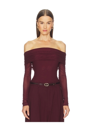 MAJORELLE Trey Bodysuit in Burgundy. Size M. Also in S, XS.