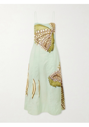 Ulla Johnson - Vesela Paneled Printed Cotton-poplin Midi Dress - Green - US0,US2,US4,US6,US8,US10,US12,US14