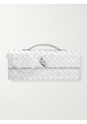 Bottega Veneta - Long Andiamo Intrecciato Metallic Leather Clutch - Silver - One size