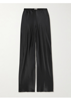 Comme Si - Appliquéd Silk-charmeuse Straight-leg Pants - Black - x small,small,medium,large,x large