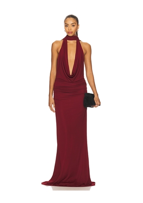 NBD The Lisha Gown in Burgundy. Size L. Also in XXS, XS, M, XL.