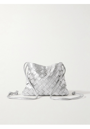 Bottega Veneta - Intrecciato Metallic Leather Shoulder Bag - Silver - One size
