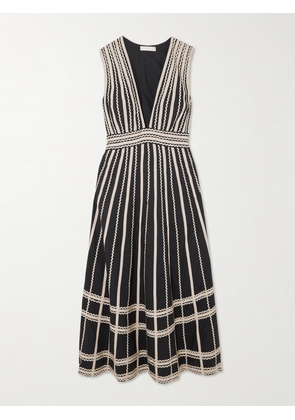 Ulla Johnson - Palermo Ricrac And Grosgrain-trimmed Cotton-poplin Midi Dress - Black - US00,US0,US2,US4,US6,US8,US10,US12,US14,US16