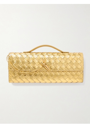 Bottega Veneta - Long Andiamo Intrecciato Metallic Leather Clutch - Gold - One size