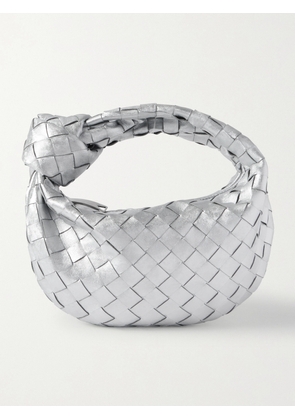 Bottega Veneta - Jodie Mini Knotted Intrecciato Distressed Metallic Leather Tote - Silver - One size