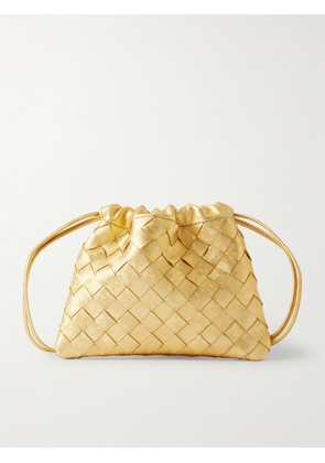 Bottega Veneta - Intrecciato Leather Shoulder Bag - Gold - One size