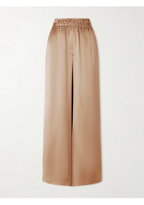 Brunello Cucinelli - Stretch Silk-blend Satin Wide-leg Pants - Brown - IT36,IT38,IT40,IT42,IT44,IT46,IT48